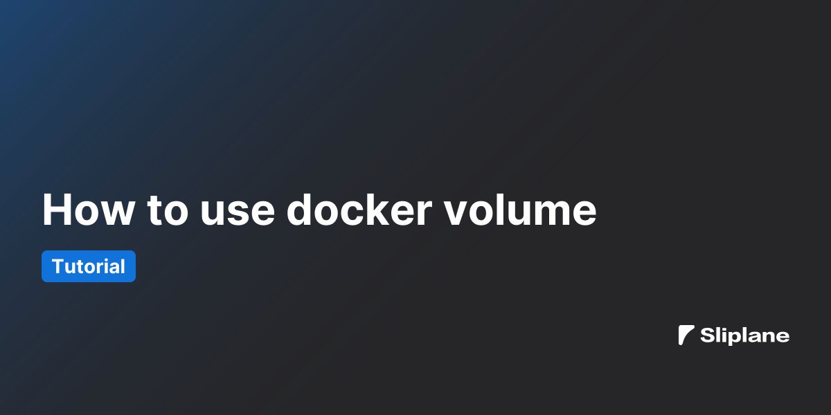 How to use docker volume